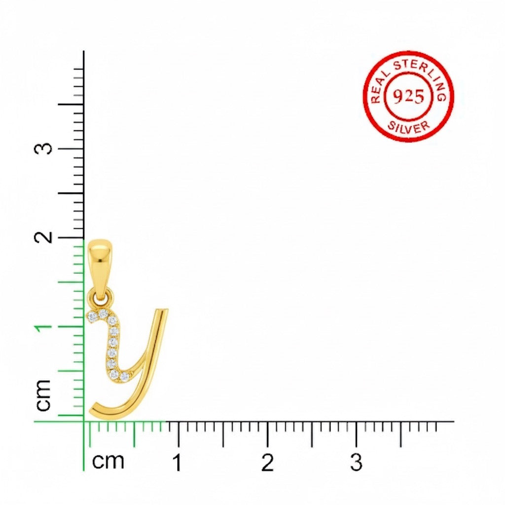 gold plated 925 sterling silver letter Y pendant
