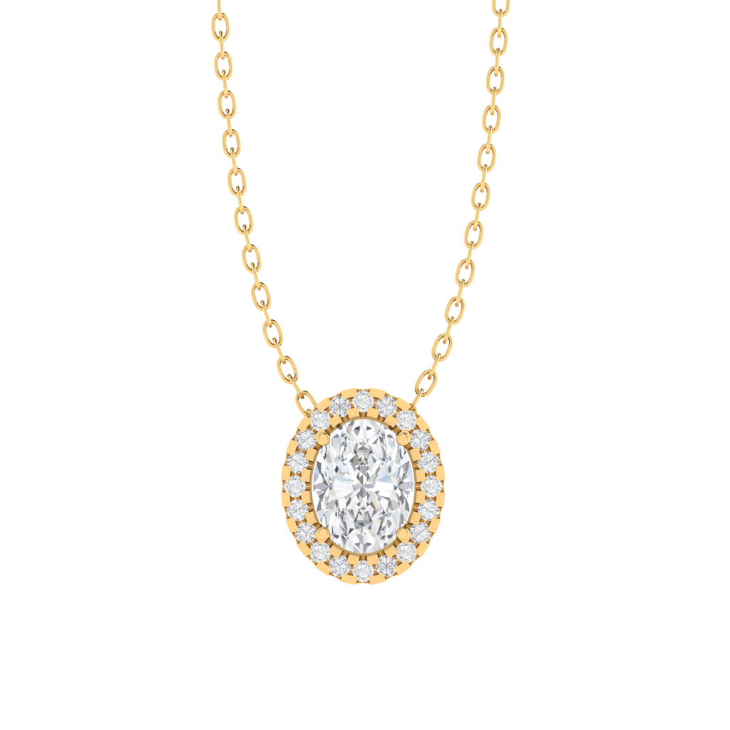 yellow gold plated sterling silver oval shape cubic-zirconia pendant