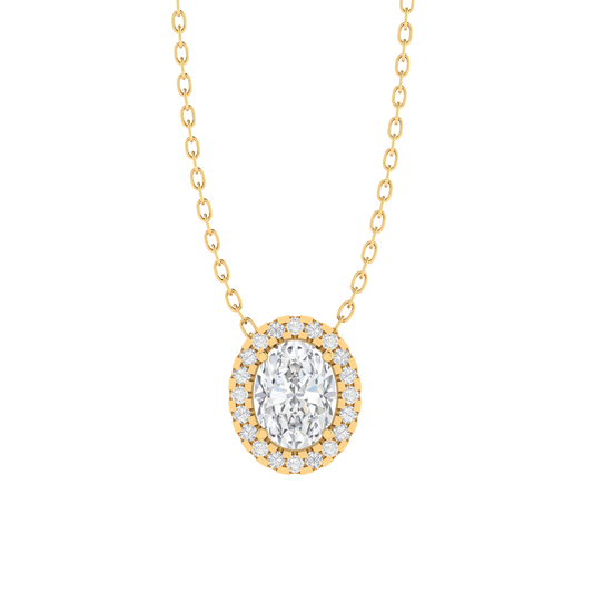 yellow gold plated sterling silver oval shape cubic-zirconia pendant