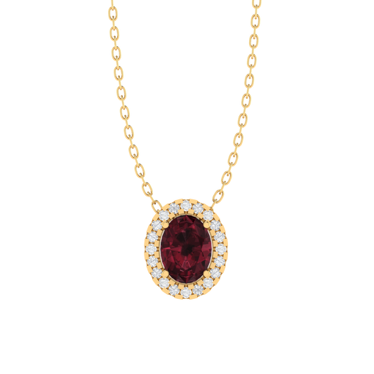 yellow gold plated sterling silver oval shape garnet pendant