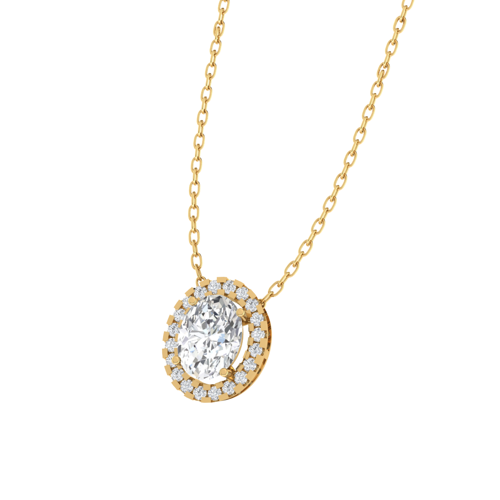 yellow gold plated sterling silver oval shape cubic-zirconia pendant