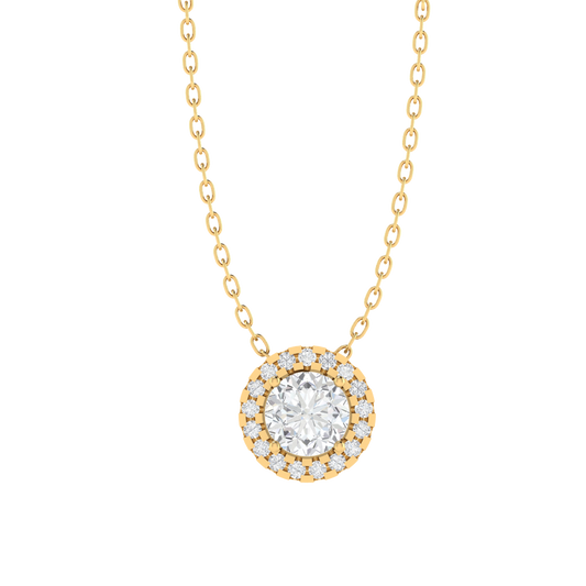 yellow gold plated sterling silver round shape cubic-zirconia pendant