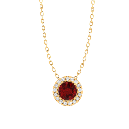 yellow gold plated sterling silver round shape ruby pendant