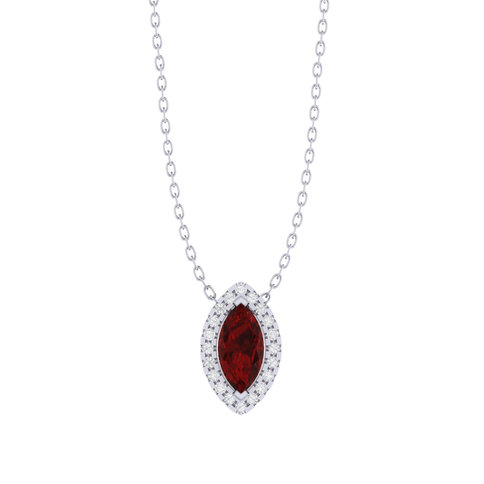 white gold plated sterling silver marquise shape ruby pendant