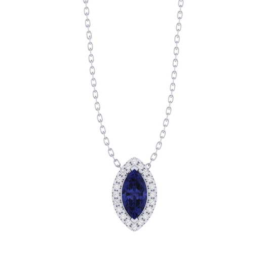 white gold plated sterling silver marquise shape tanzanite pendant