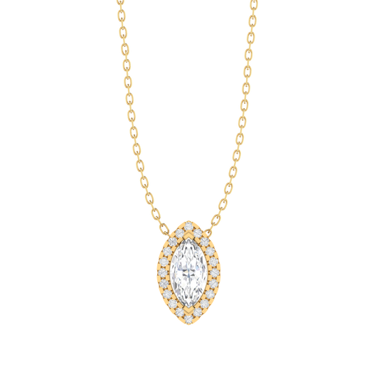 yellow gold plated sterling silver marquise shape cubic-zirconia pendant