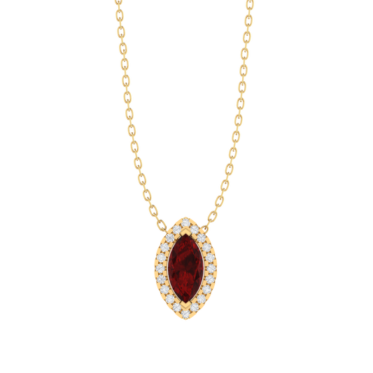yellow gold plated sterling silver marquise shape ruby pendant