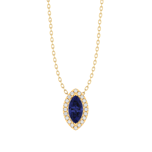 yellow gold plated sterling silver marquise shape tanzanite pendant