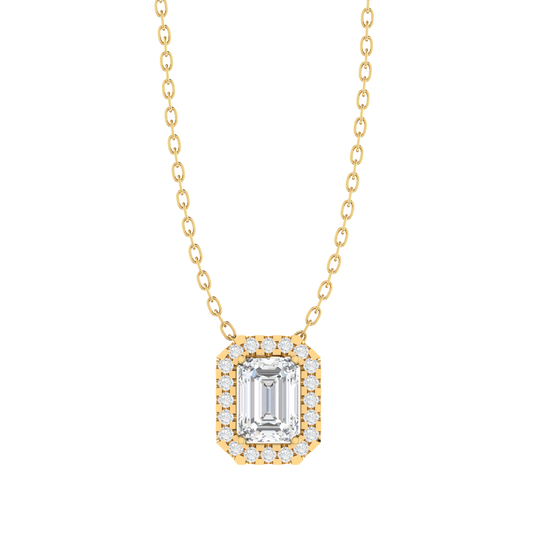 yellow gold plated sterling silver emerald shape cubic-zirconia pendant