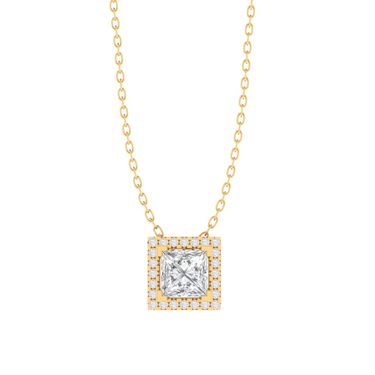 yellow gold plated sterling silver princess shape cubic-zirconia pendant