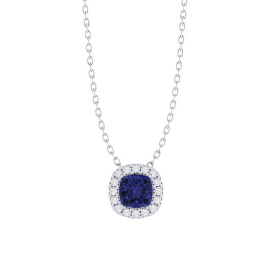 white gold plated sterling silver cushion shape tanzanite pendant