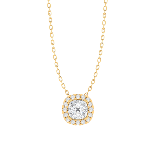 yellow gold plated sterling silver cushion shape cubic-zirconia pendant