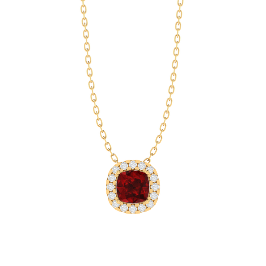 yellow gold plated sterling silver cushion shape ruby pendant