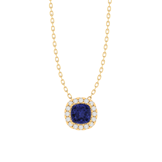 yellow gold plated sterling silver cushion shape tanzanite pendant