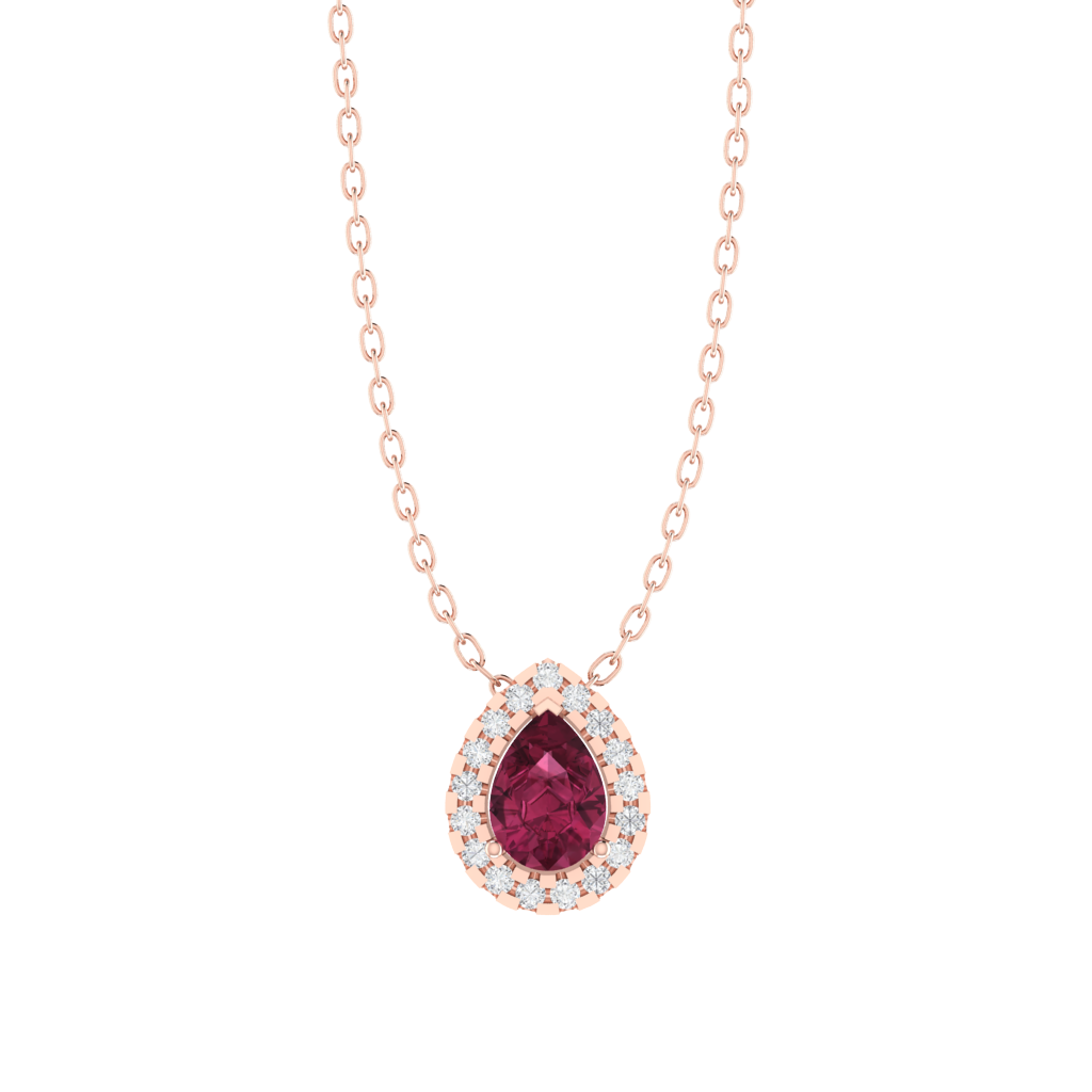 rose gold plated sterling silver pear shape tourmaline pendant