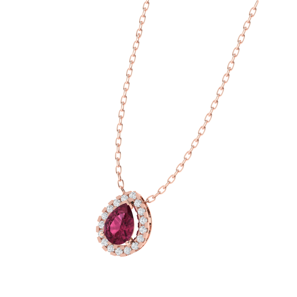 rose gold plated sterling silver pear shape tourmaline pendant