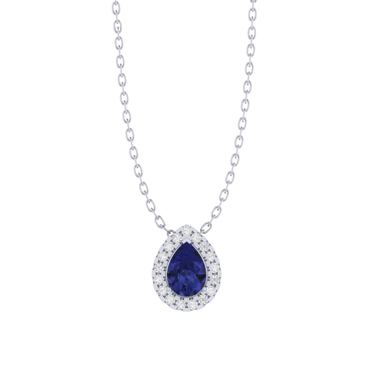 white gold plated sterling silver pear shape tanzanite pendant