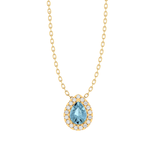 yellow gold plated sterling silver pear shape aquamarine pendant