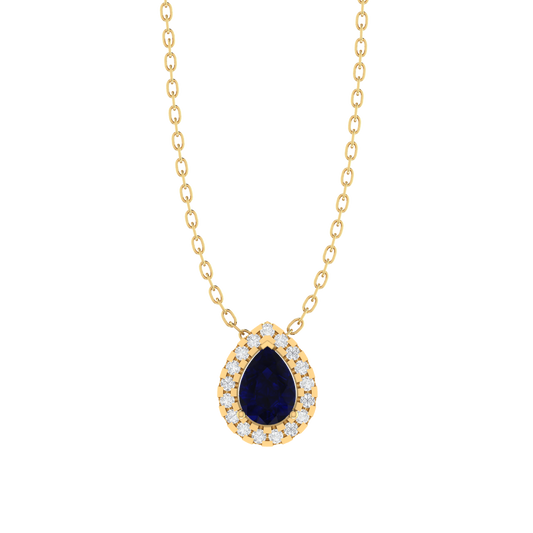 yellow gold plated sterling silver pear shape sapphire pendant