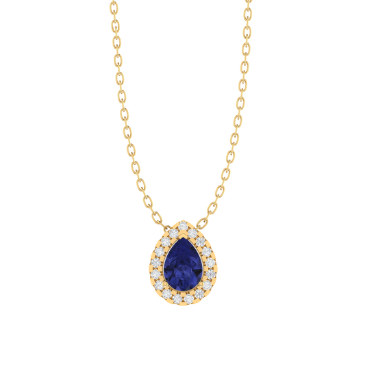 yellow gold plated sterling silver pear shape tanzanite pendant