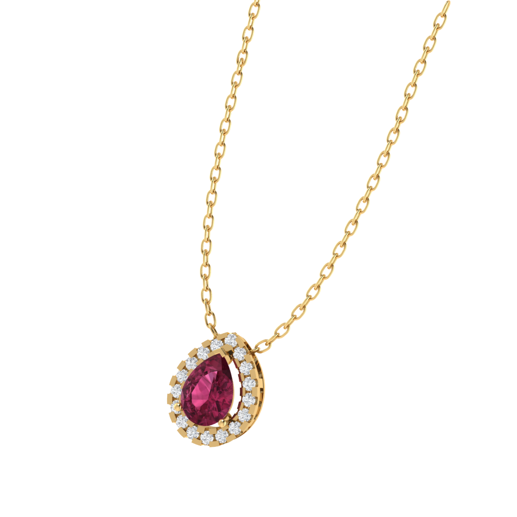 yellow gold plated sterling silver pear shape tourmaline pendant