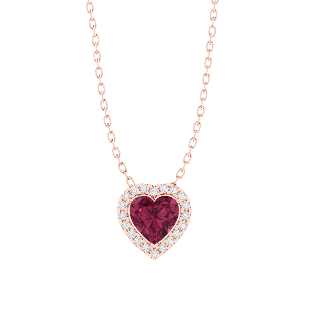 rose gold plated sterling silver heart shape tourmaline pendant