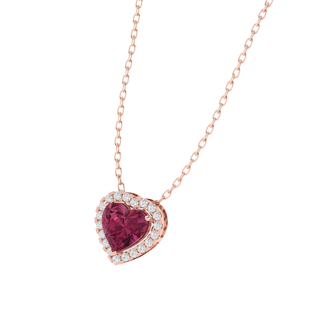 rose gold plated sterling silver heart shape tourmaline pendant