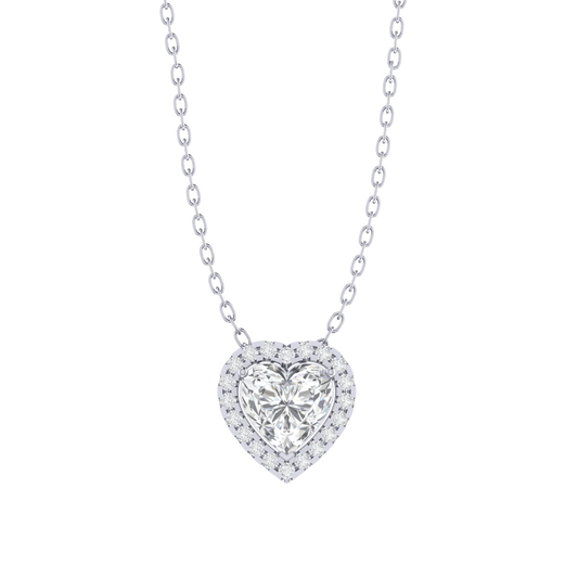 white gold plated sterling silver heart shape cubic-zirconia pendant