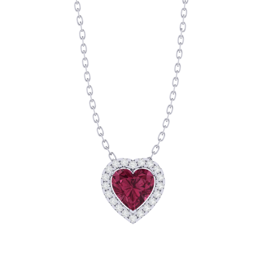 white gold plated sterling silver heart shape tourmaline pendant