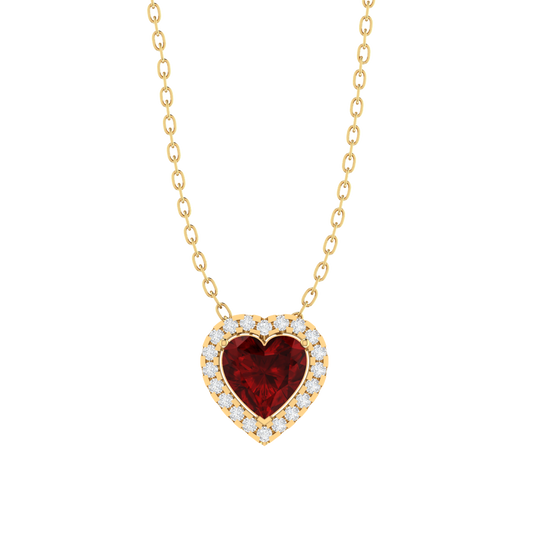 yellow gold plated sterling silver heart shape ruby pendant