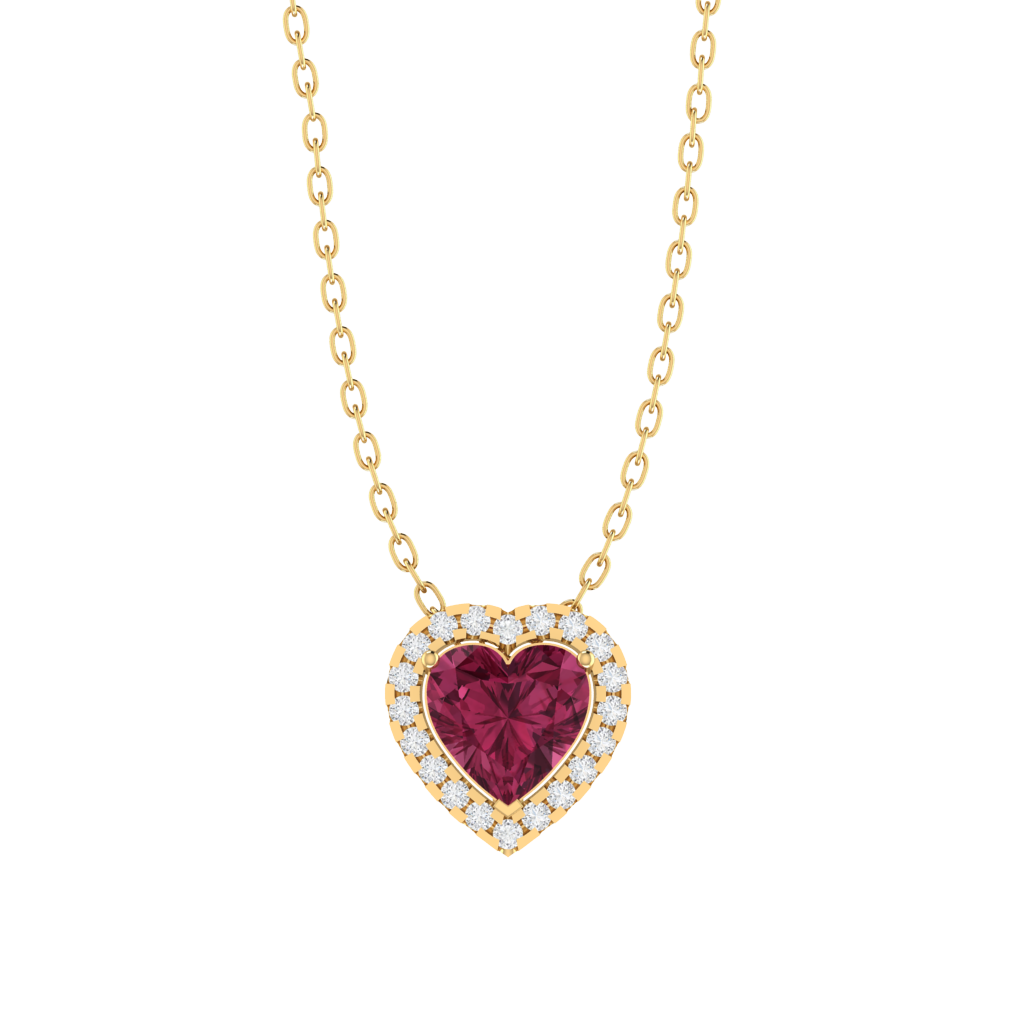 yellow gold plated sterling silver heart shape tourmaline pendant