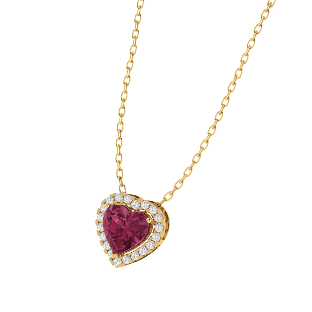 yellow gold plated sterling silver heart shape tourmaline pendant