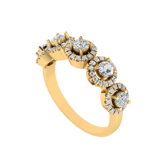 Diamtrendz 925 sterling silver yellow gold plated cubic zirconia ring