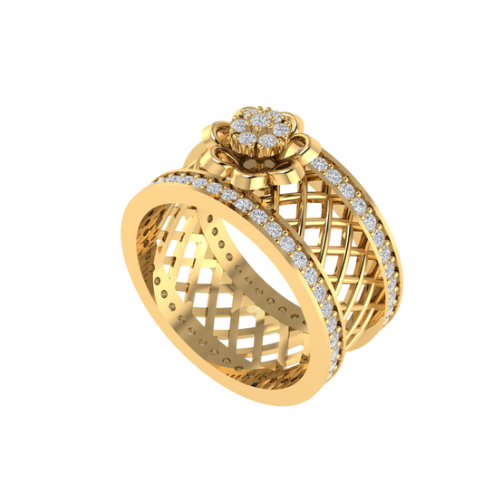 Diamtrendz 925 sterling silver yellow gold plated cubic zirconia ring