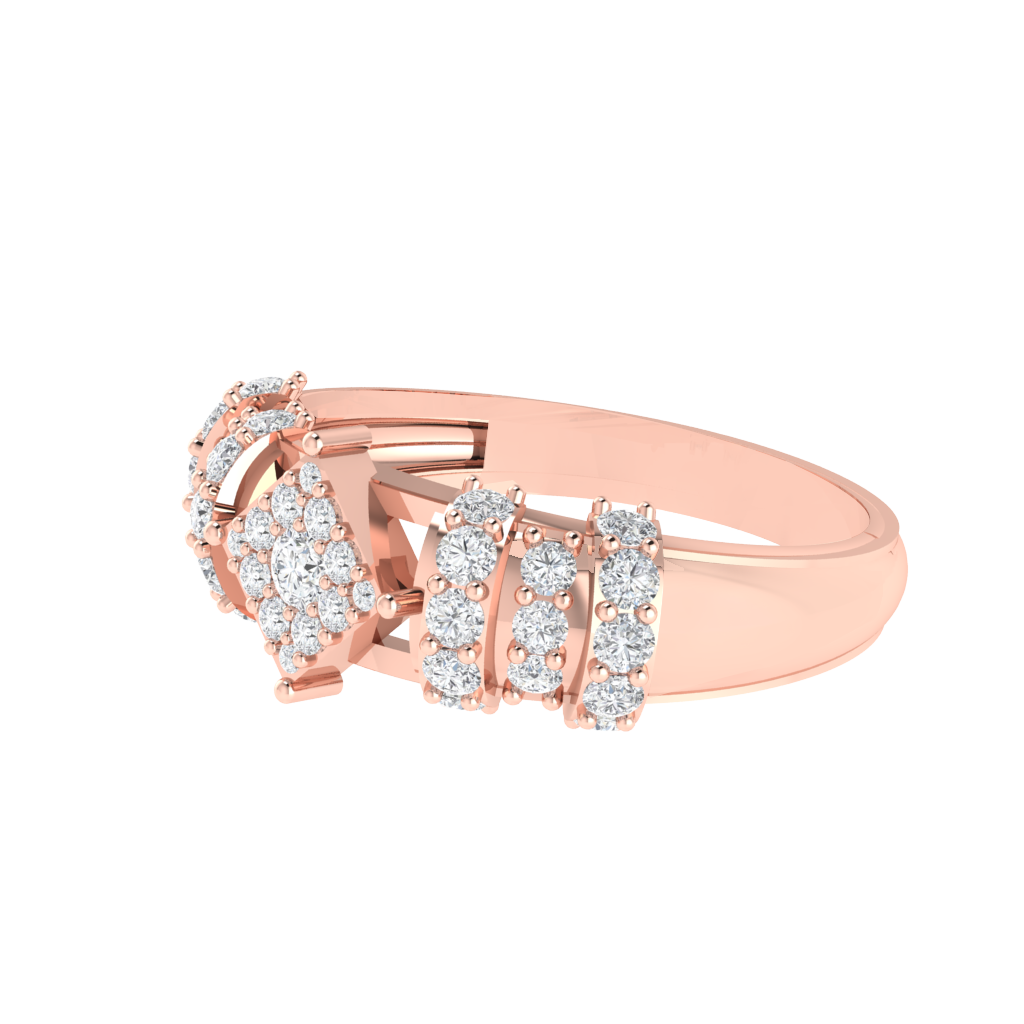 Diamtrendz 925 sterling silver rose gold plated cubic zirconia band ring