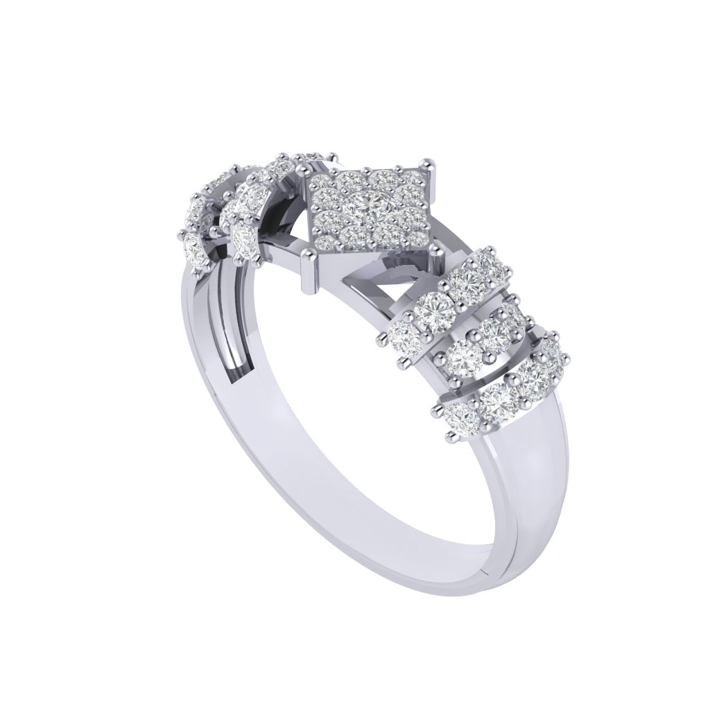 Diamtrendz 925 sterling silver white gold plated cubic zirconia band ring