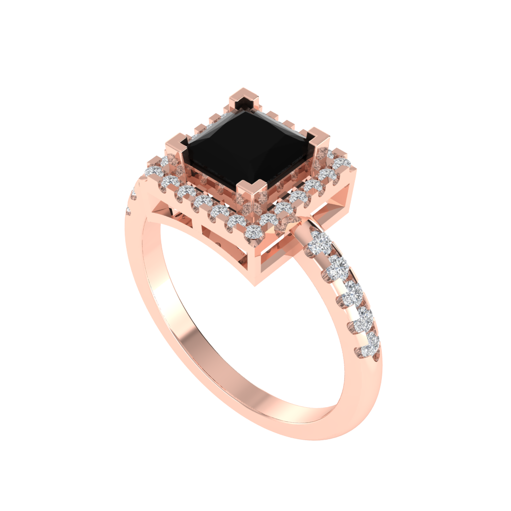 Diamtrendz 925 sterling silver rose gold plated solitaire black diamond ring