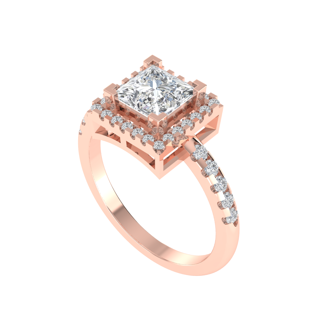 Diamtrendz 925 sterling silver rose gold plated solitaire cubic zirconia gemstone ring