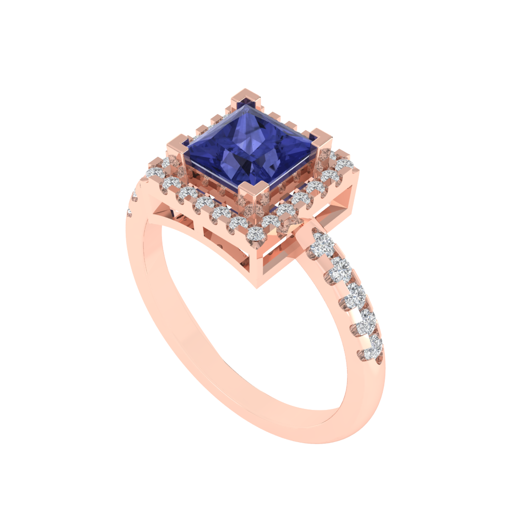 Diamtrendz 925 sterling silver rose gold plated solitaire tanzanite gemstone ring