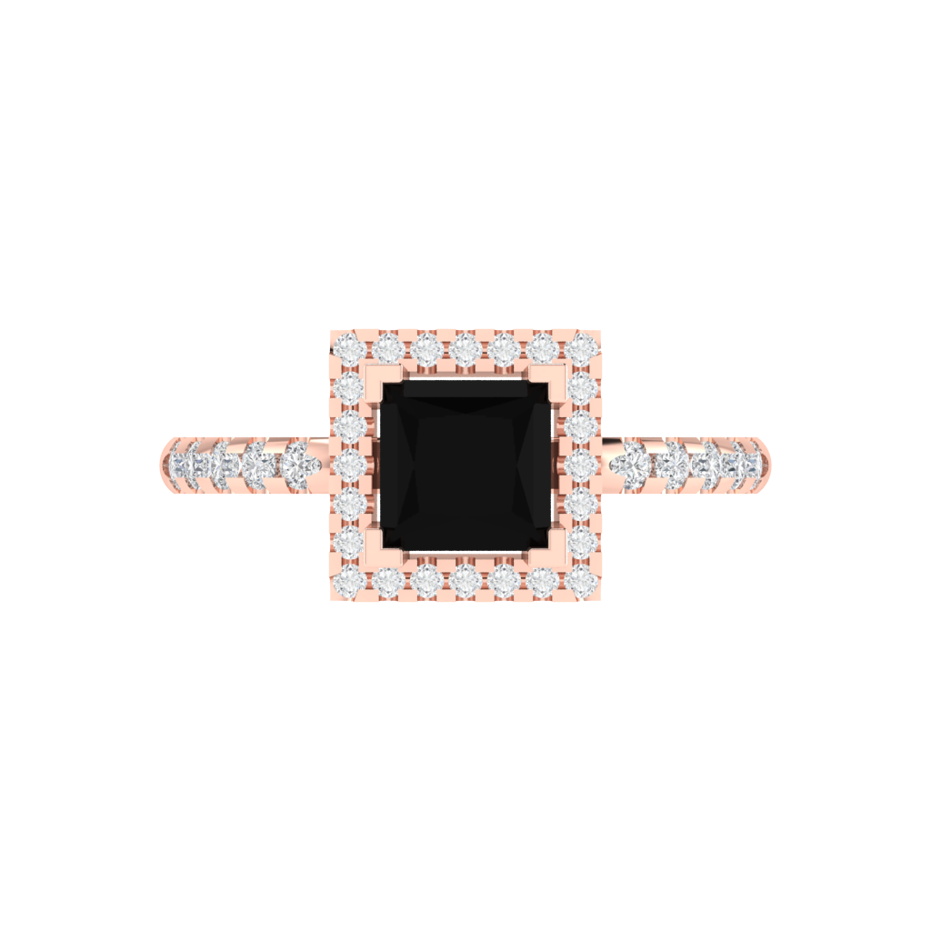 Diamtrendz 925 sterling silver rose gold plated solitaire black diamond ring