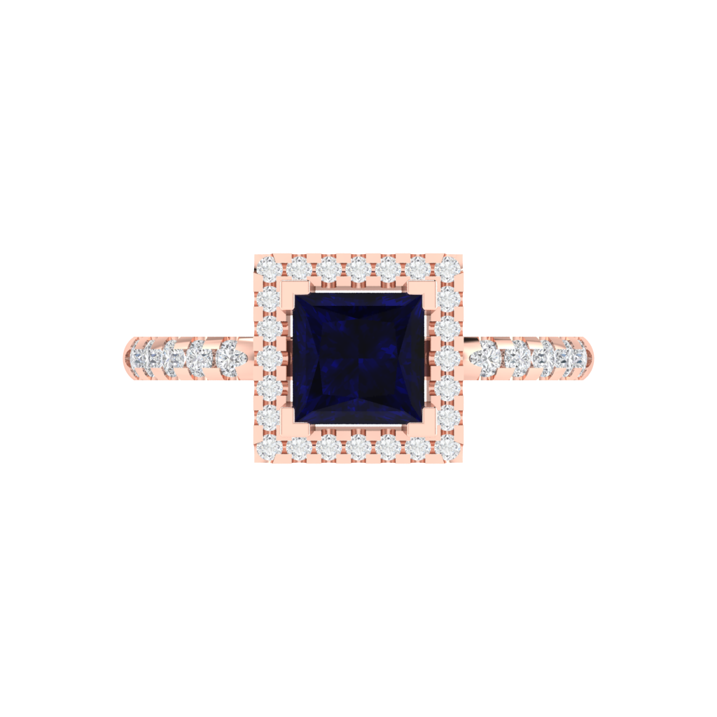 Diamtrendz 925 sterling silver rose gold plated solitaire sapphire gemstone ring