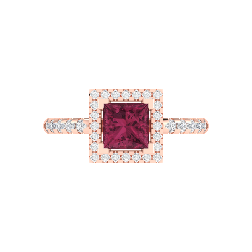 Diamtrendz 925 sterling silver rose gold plated solitaire tourmaline gemstone ring