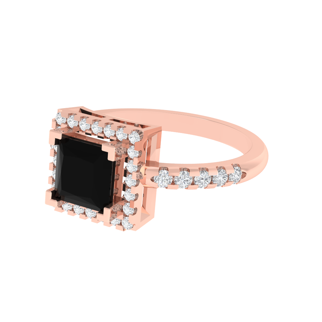 Diamtrendz 925 sterling silver rose gold plated solitaire black diamond ring