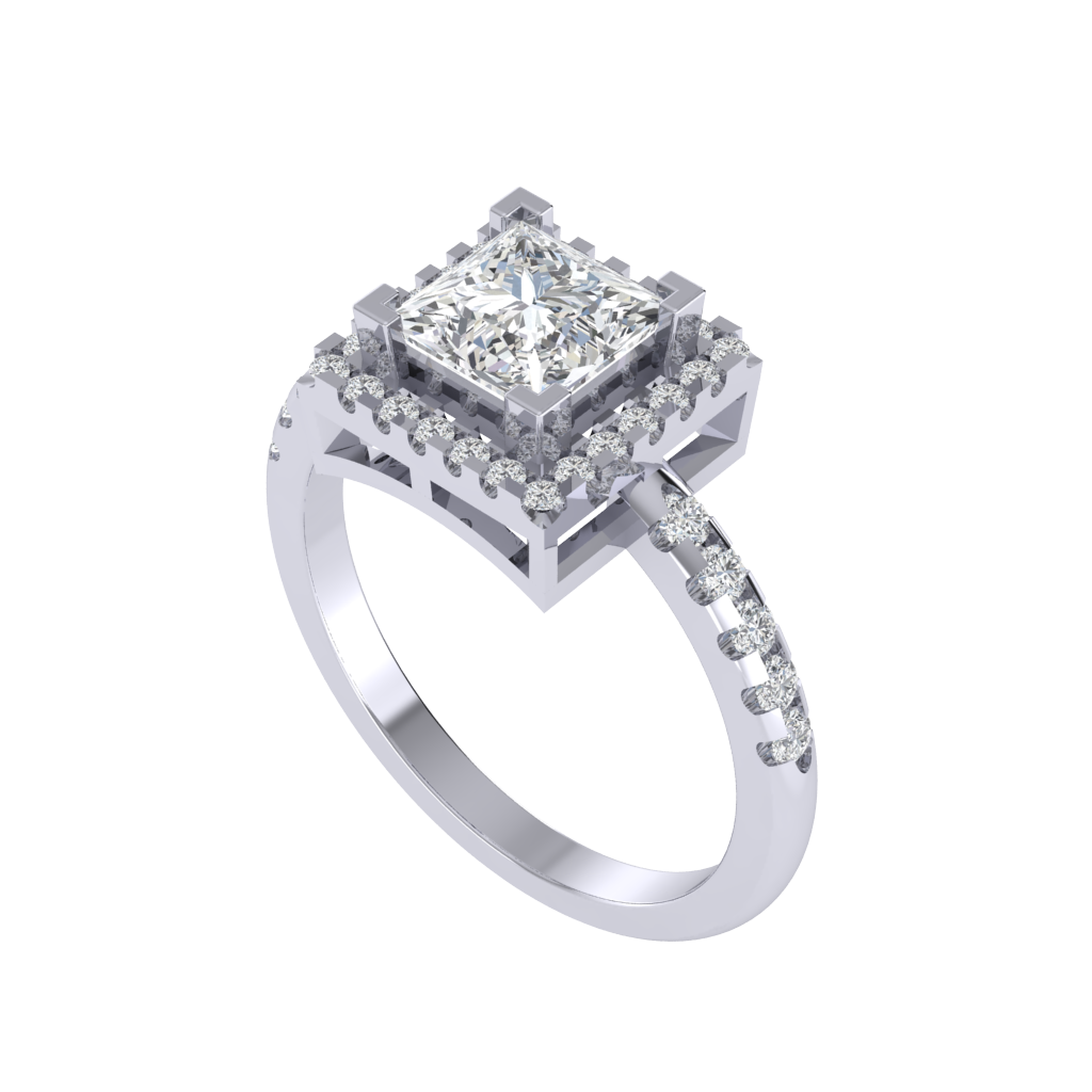 Diamtrendz 925 sterling silver white gold plated solitaire cubic zirconia gemstone ring