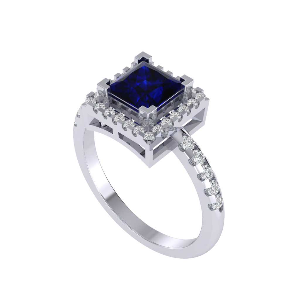 Diamtrendz 925 sterling silver white gold plated solitaire sapphire gemstone ring