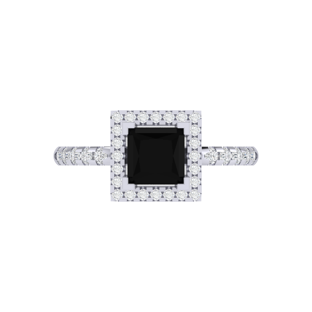 Diamtrendz 925 sterling silver yellow gold plated solitaire black diamond ring
