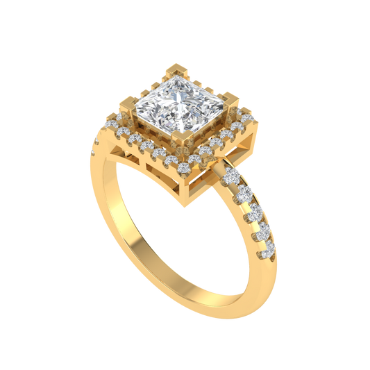 Diamtrendz 925 sterling silver yellow gold plated solitaire cubic zirconia gemstone ring