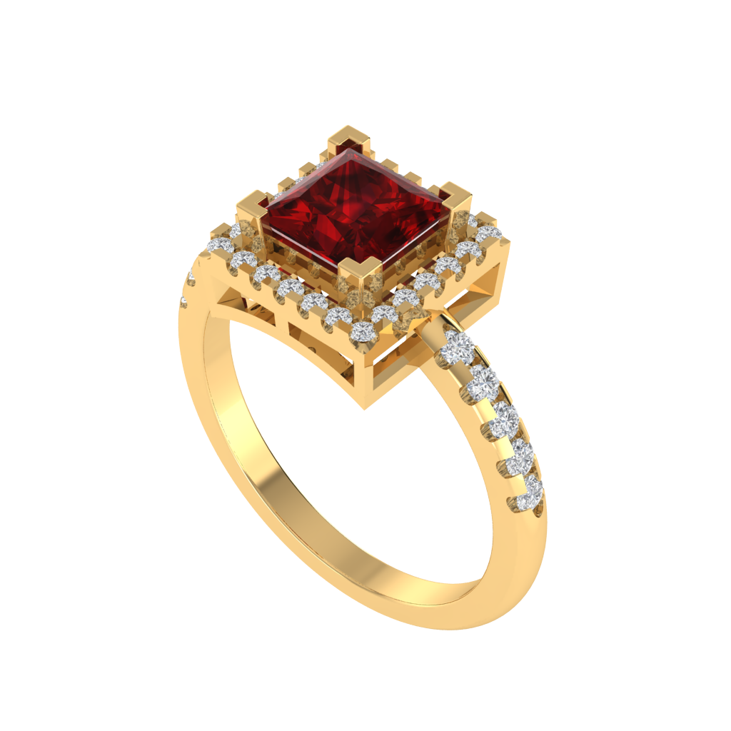 Diamtrendz 925 sterling silver yellow gold plated solitaire ruby gemstone ring