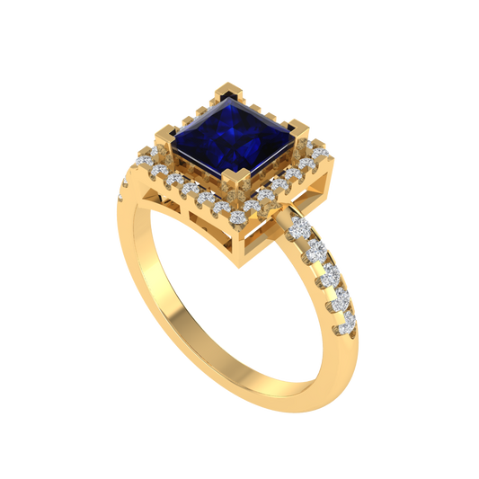 Diamtrendz 925 sterling silver yellow gold plated solitaire sapphire gemstone ring