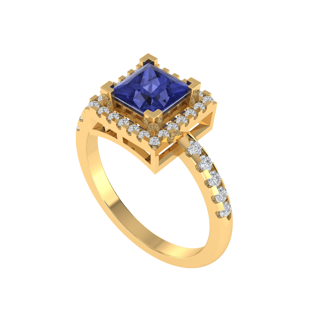Diamtrendz 925 sterling silver yellow gold plated solitaire tanzanite gemstone ring